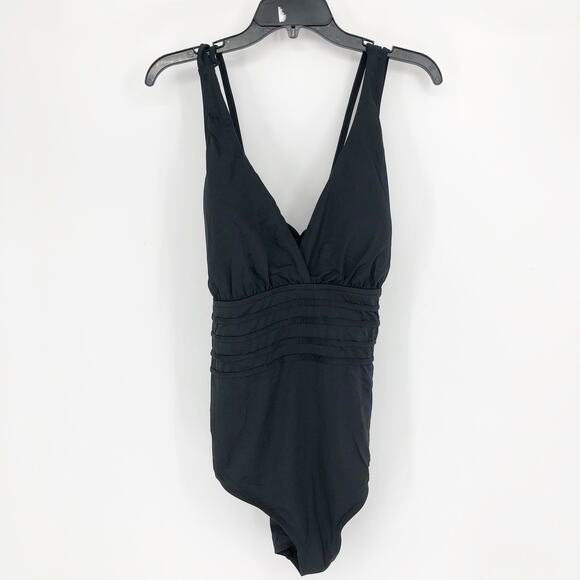 LA BLANCA Island Goddess One Piece Swimsuit 22W Black Multi-Strap Cross-Back - Picture 3 of 11